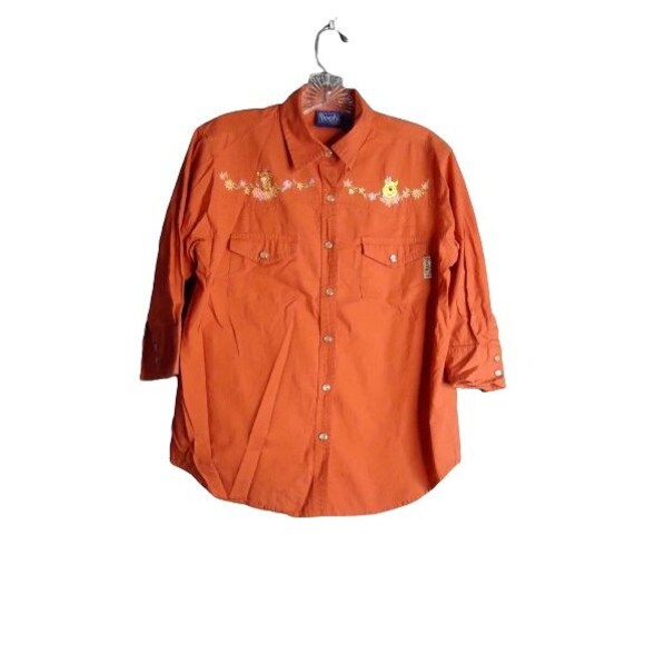 Disney Pooh Pearl Snap Front Pooh & Tigger Embroidered Western Shirt Women Small - Picture 1 of 9